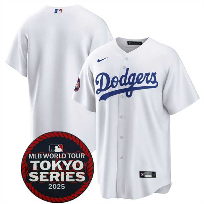 Men%27s Los Angeles Dodgers Blank White 2025 World Tour Tokyo Series Home Stitched Jersey Dzhi->los angeles dodgers->MLB Jersey